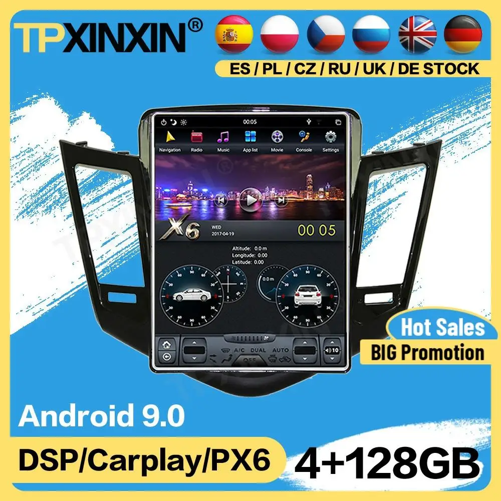 

Carplay Tesla 128G радио 2 Din стерео Android для Chevrolet Cruze 2009 2010 2011 2012 2013 GPS плеер Навигация Аудио головное устройство