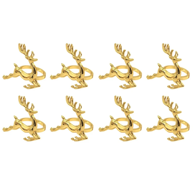 

Кольца для салфеток с золотым оленем, шикарные кольца для салфеток для установки места на свадьбу, Рождество, День благодарения, домашний ку...