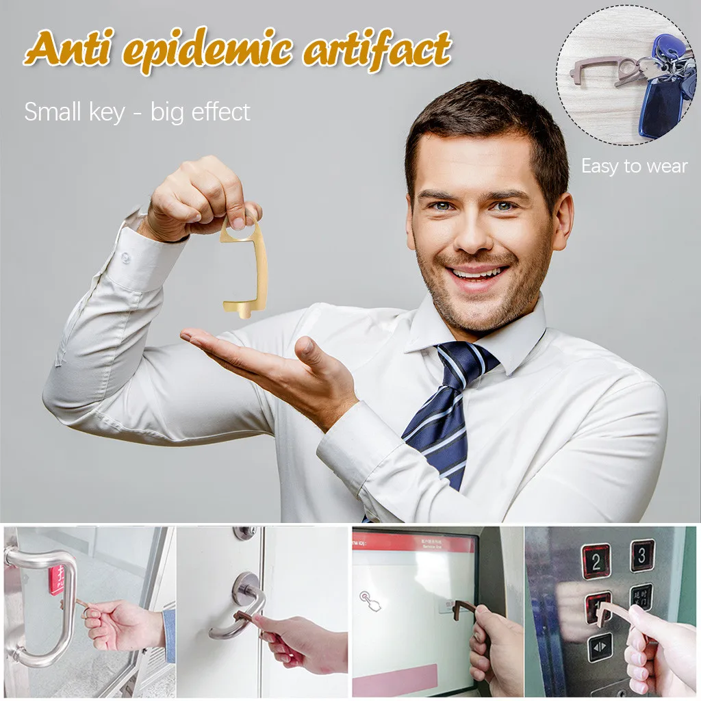 Ручной антимикробный латунный EDC открывалка двери и стилус портативный пресс