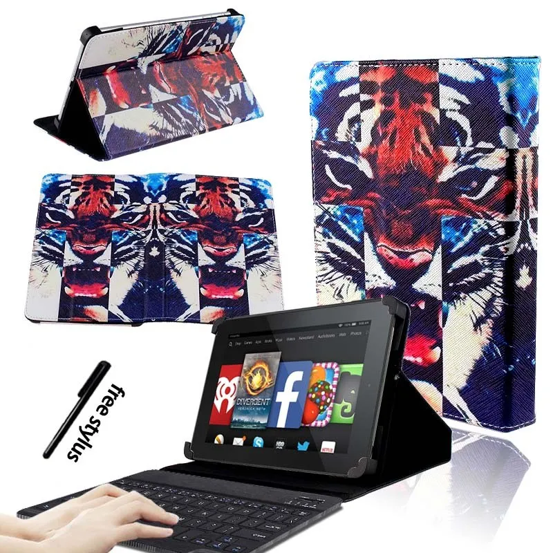 KK&LL для Amazon Fire HD 8(6th/7th/8th Gen, выпуск)-кожаный чехол-книжка для планшета+ bluetooth-клавиатура