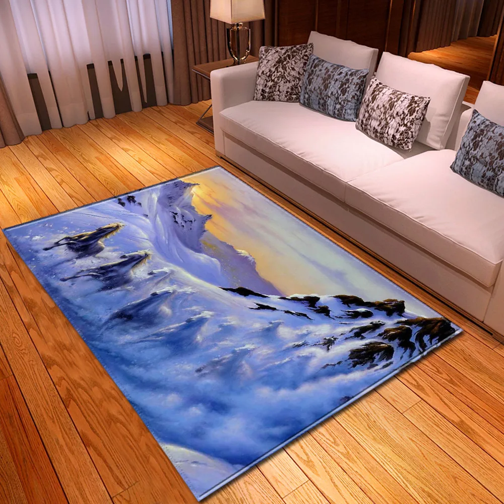 Modern Living Room Area Rug Large Horse Print 3D Carpet Bedroom Floor Rugs Parlor Kids Play Gamer Rug Flannel Floormat Anti-slip images - 6