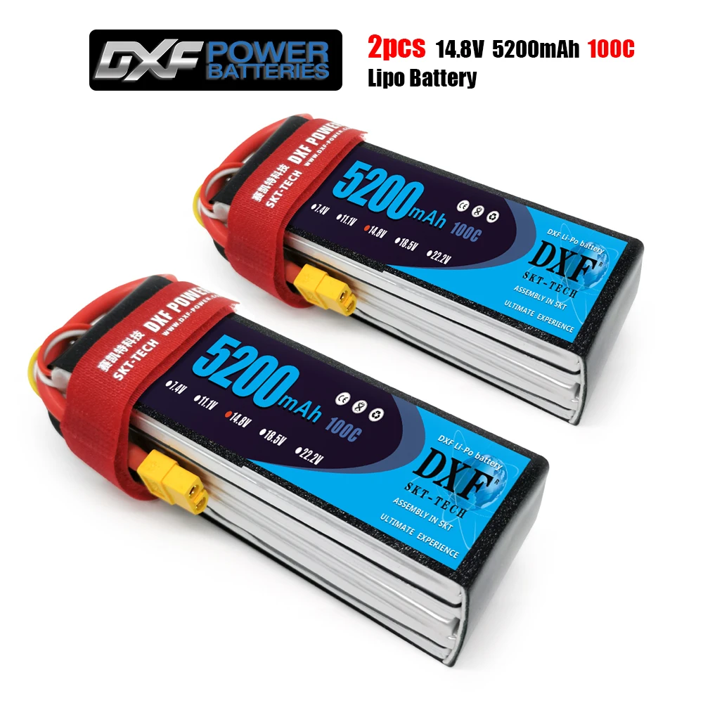 

DXF 4S 14.8V 5200mah 100C-200C Lipo Battery 4S XT60 T Deans XT90 EC5 50C For Racing FPV Drone Airplanes Off-Road Car Boats