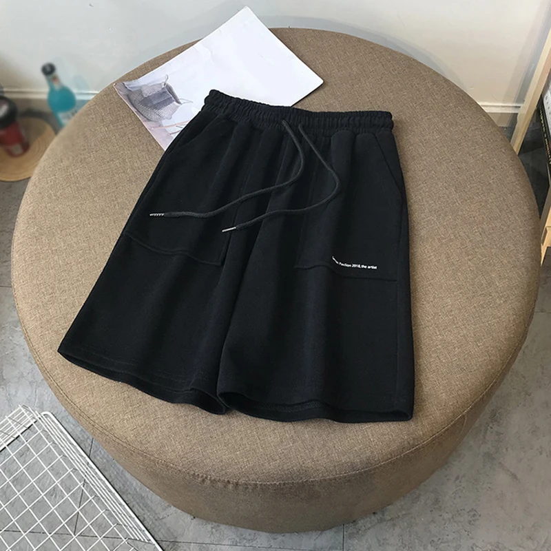 

Summer Women Shorts Korean Casual High Waist Five-Point Drawstring Shorts Girls Sport Running Middle Pants Knee Length Pants