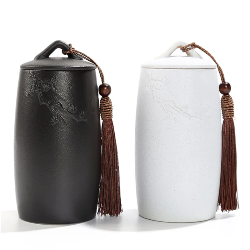 Винтажная баночка для хранения чая черно-белая керамическая керамика Caddy чайной