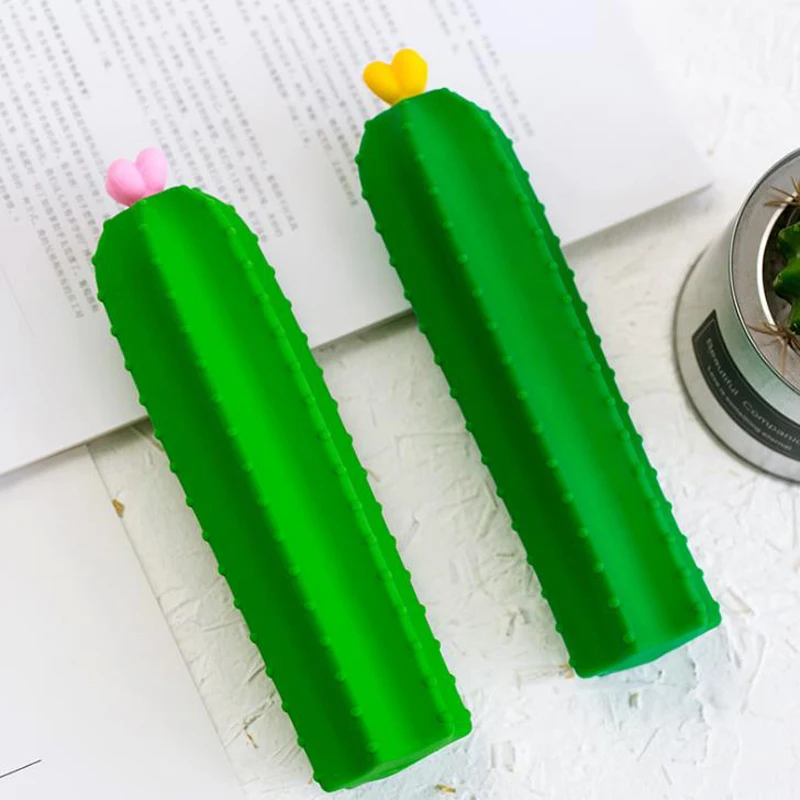 1 шт. силиконовый чехол для карандашей на молнии с изображением кактуса|Пеналы| |