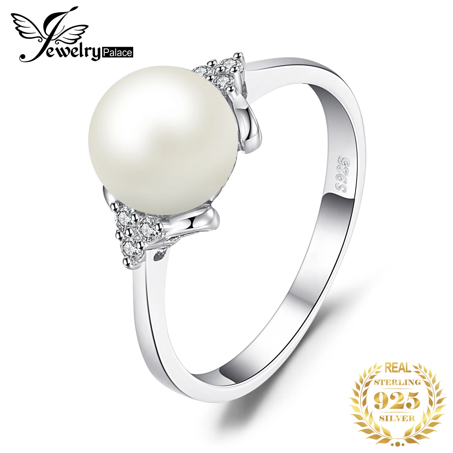 Jewelrypalace Роскошные 8 мм* 8 мм пресноводным культивированным жемчугом Обручение и обручальное кольцо стерлингового серебра 925 Красивые ювелирные изделия для Для женщин