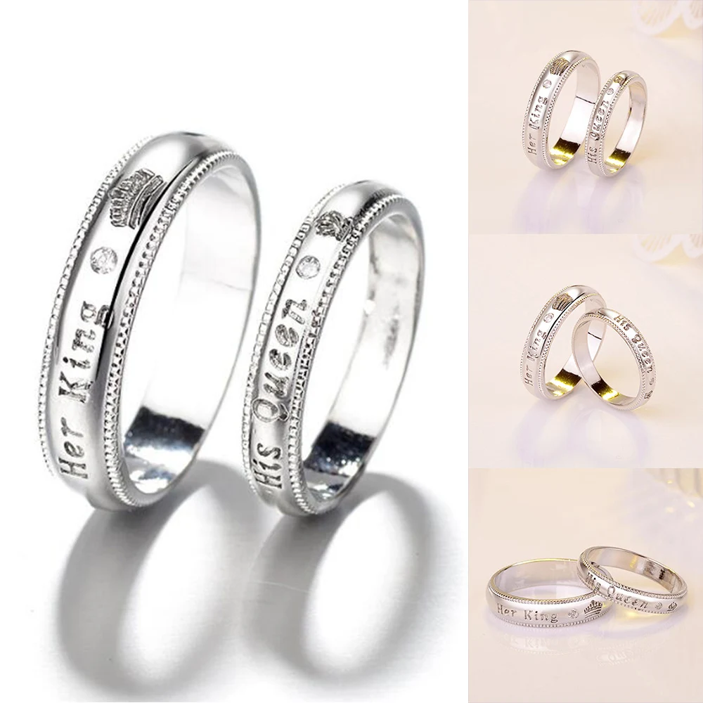 Ее король и его королева пара обручальное кольцо из нержавеющей стали юбилей