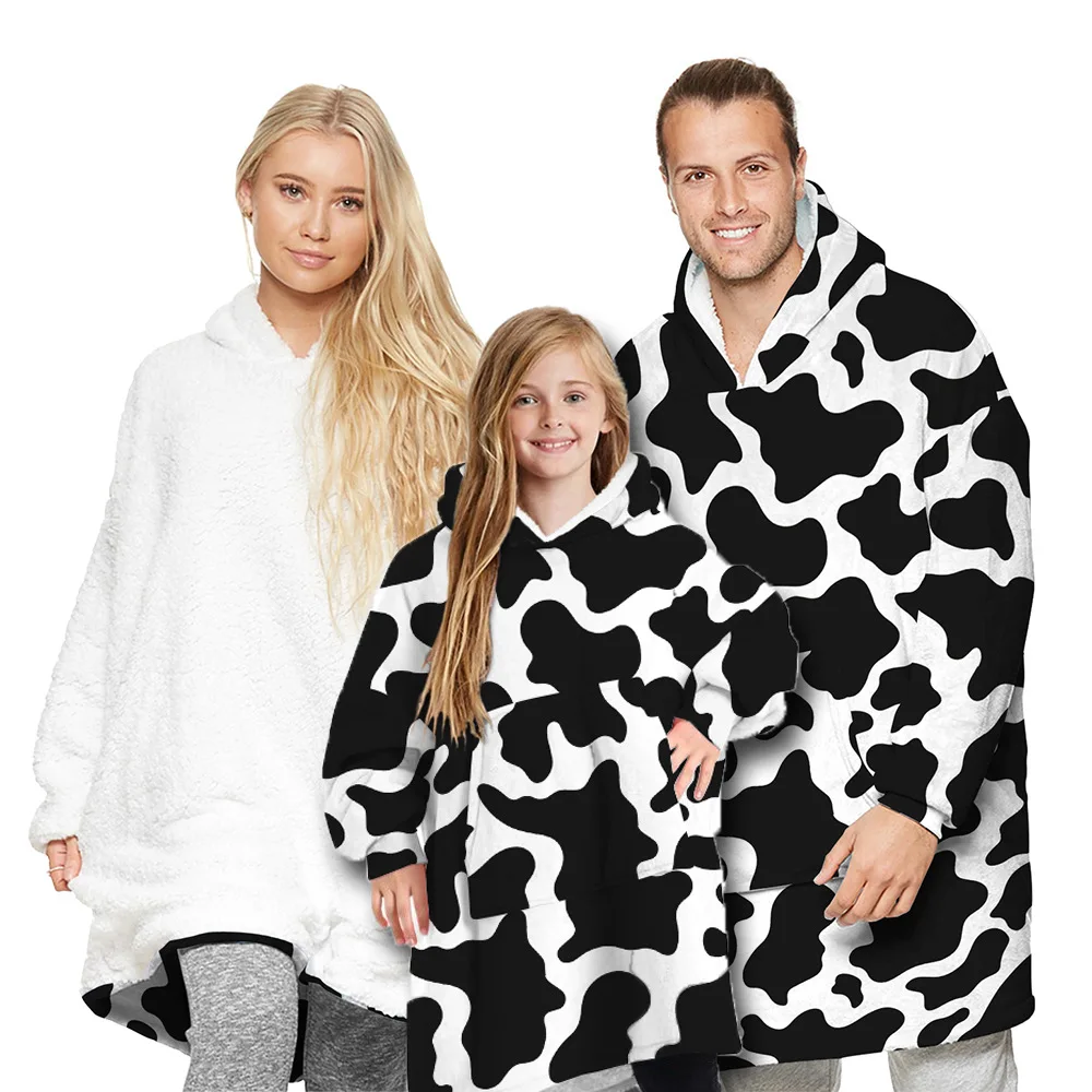 

Camouflage Oversize Hoodie Blanket Sweatshirt Print Family Matching Outfit Winter Fleece Hoodie Women Pocket Kids Hooded Blanket