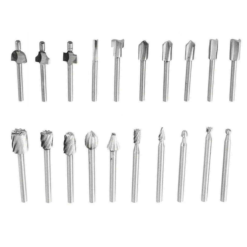 

20pcs Silver Carving Tools Milling High Speed Steel Cutting Burr Set Drill Bits Durable Accessories Rotary Grinder Multipurpose
