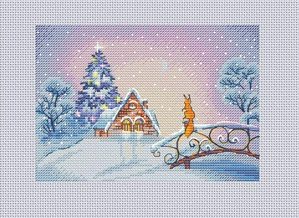 Золотая коллекция Набор для вышивки крестом хлопковая Вышивка с белкой в снегу |