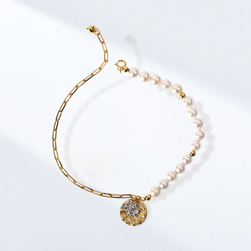 

S925 Sterling Silver Chain Pearl Asymmetric Bracelet Thin Chain For Women Silver Bracelet Luxury Fine Jewelry Gift Dropship