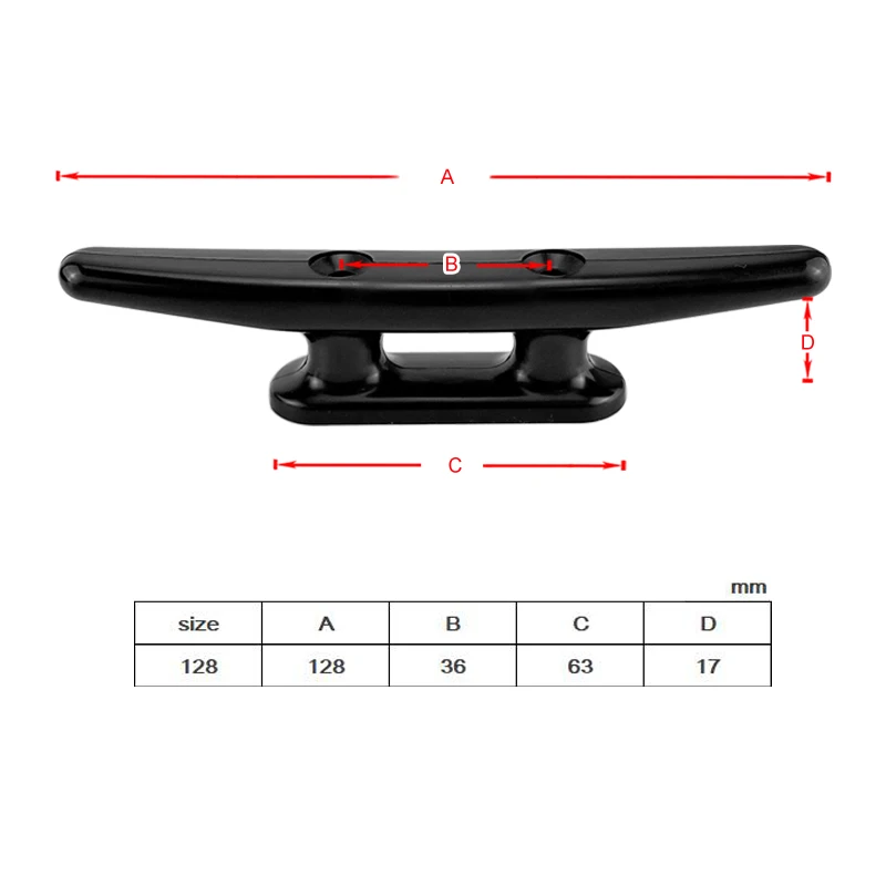 

2PCS 100 128mm Nylon Plastic Low Flat Cleat Open Base cleat Marine Boat Yacht Deck Line Rope Tie Boat Hardware Accessories