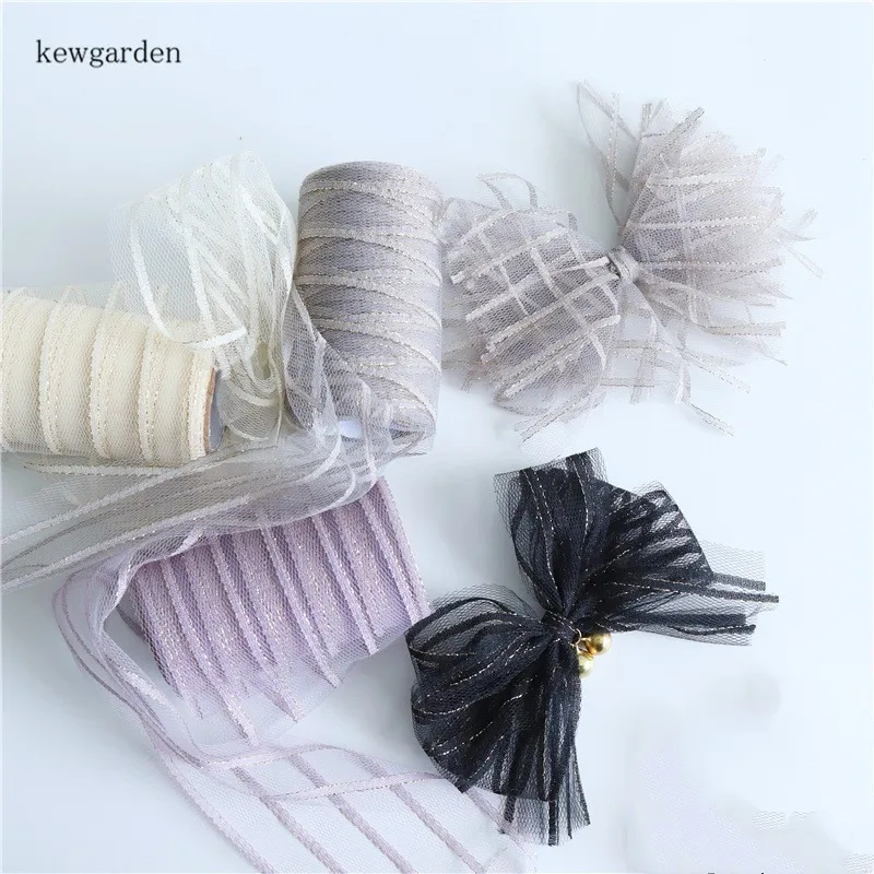 Kewgarden 100 мм 10 см золотые боковые полосы марлевые ленты из органзы сделай сам бант
