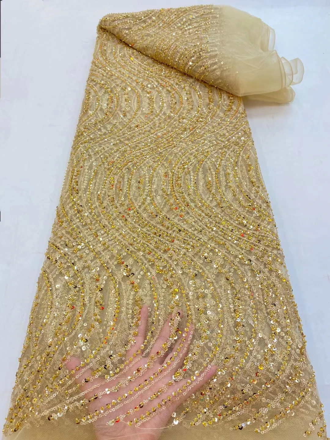 Кружевная ткань с африканскими блестками и бисером 2021 Высококачественный