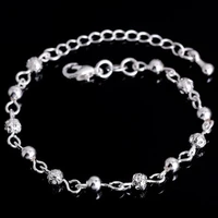 new charm hollow ball foot chain anklet 925 sterling silver fashion small round bead ball anklets chain for women jewelry gift