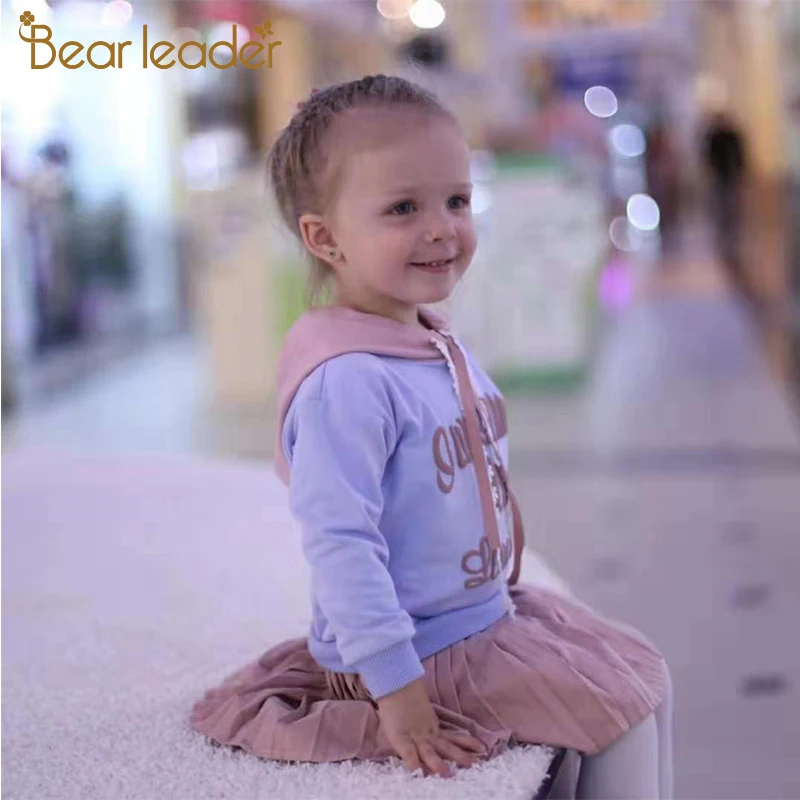 Bear leader/платье для девочек; Новинка года; весеннее повседневное детское платье трапециевидной формы в полоску с оборками и длинными рукавами для От 3 до 7 лет