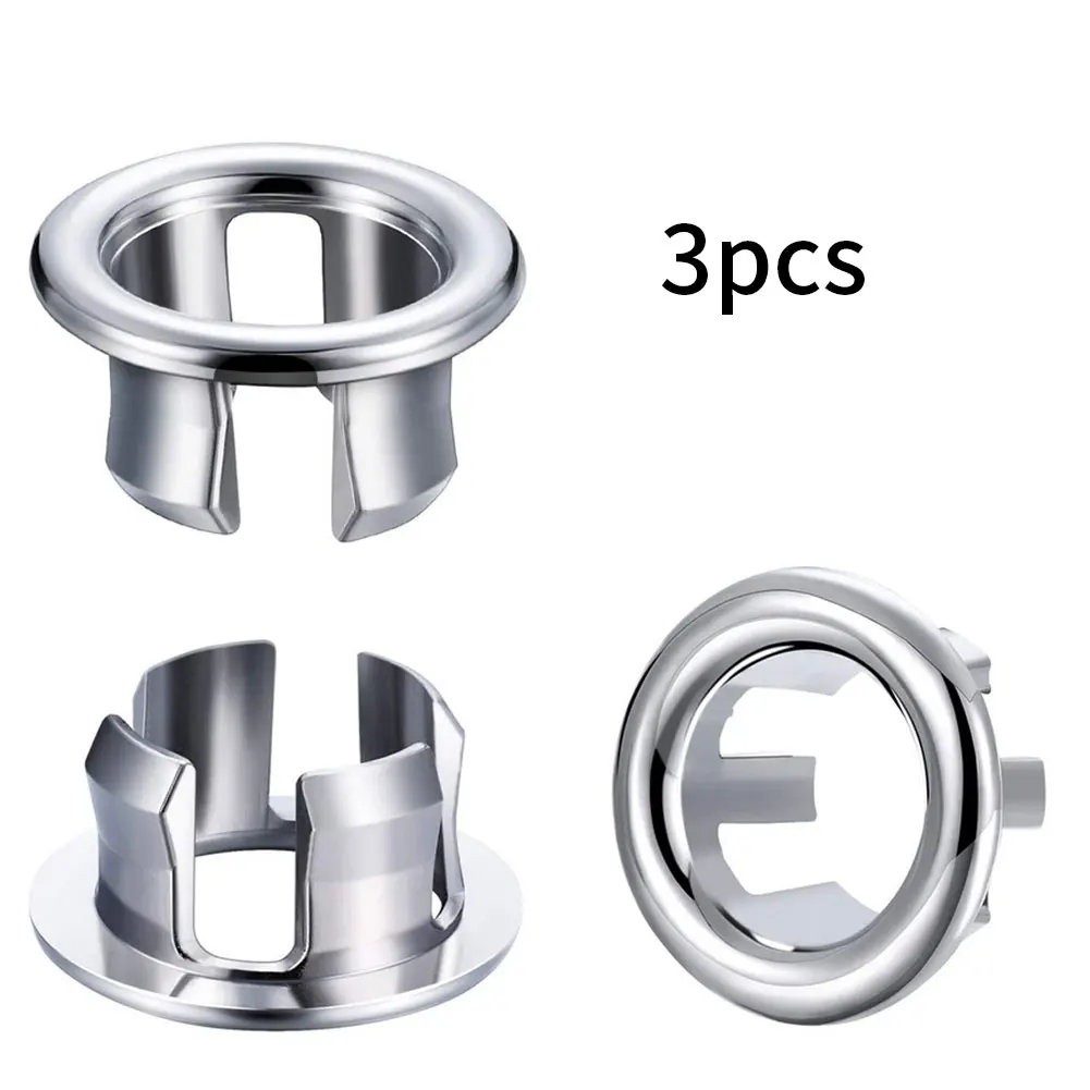

Overflow Drain Caps Cover Bath Sink Holes Round Sink Basin Trim Replacement 3PCS