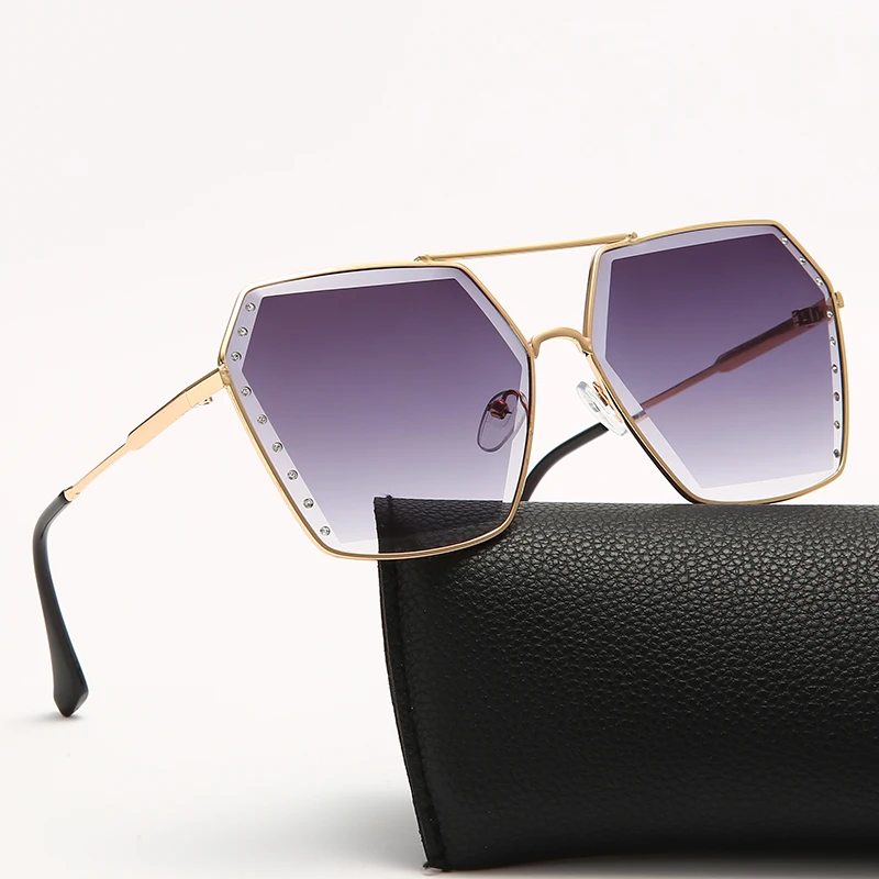 

Luxury Fashion Sexy Square Cat Eye Sunglasses Women Rimless Cat-eye Sun Glasses Metal Shades for Vintage Women Eyewear UV400