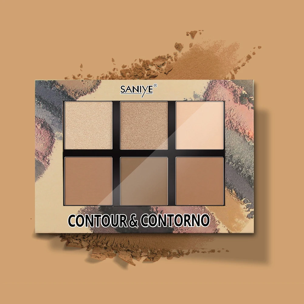 Хайлайтер Контурные Тени Палитра 6 цветов для ухода за лицом пудра макияжа