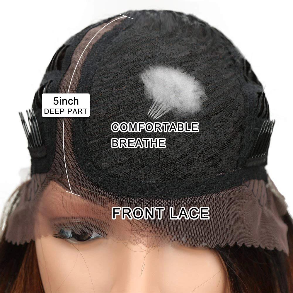 

FASHION IDOL Loose Wave Short Bob Wig Synthetic Lace Wig Curly Hair 14 Inch Ombre Blonde Water Wave Wig Cosplay Wigs For Women