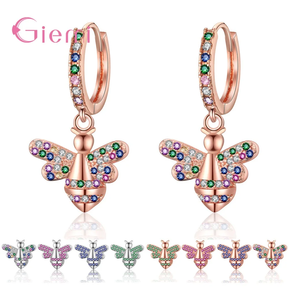 Женские серьги-капельки в виде пчелы из стерлингового серебра 925 пробы с