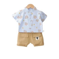 new children girls cotton shirt shorts 2pcssets baby boys cartoon costumer fashion toddler casual tracksuit summer sportswear