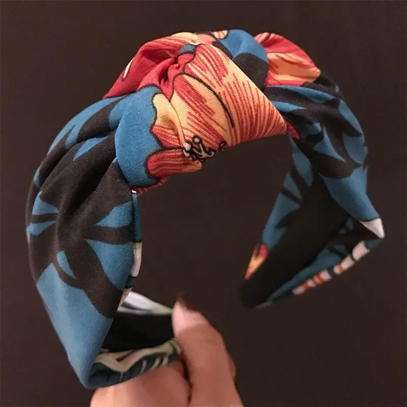 Модная женская повязка для головы с принтом в виде цветов винтажная богемная на