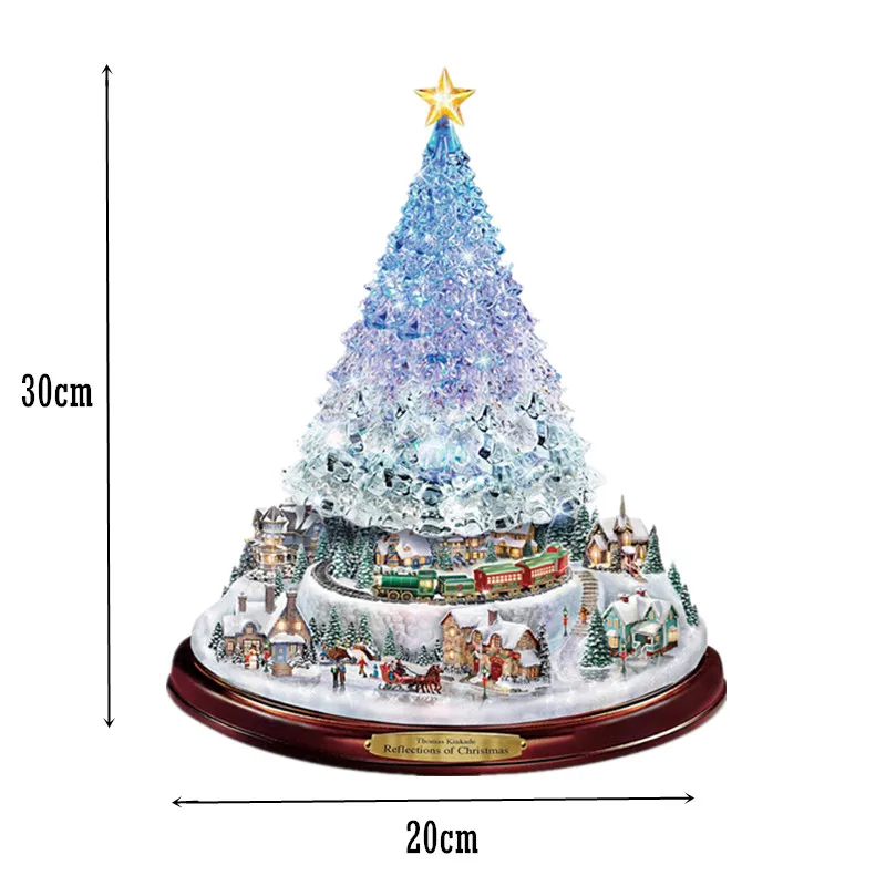 20x30cm Christmas Crystal Tree Santa Claus Snowman Rotating Sculpture Window Paste Sticker Winter New Year Party Home Decoration | Дом и сад