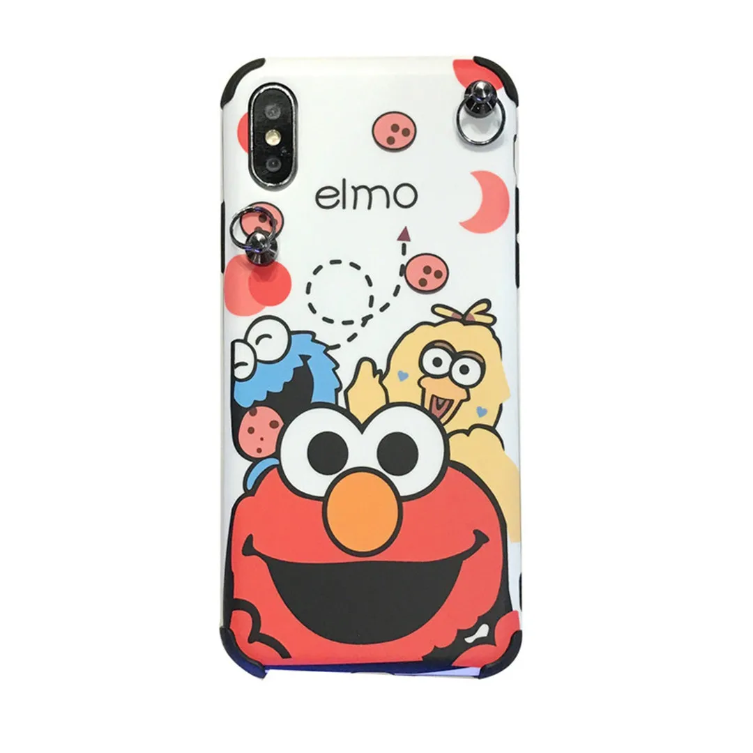 For iphone 11 Pro Max cute bracket Sesame Street ELMO rope Mobile Phone Case for iphone 6 6s 7 7plus 8 8plus X XR XS MAX cover