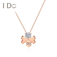 i do romance series 18k rose gold necklace diamond setting pendant clover bee shape chain fine jewelry for women girls fashion