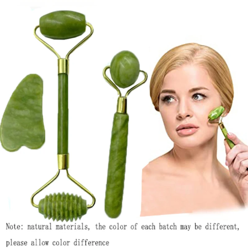 

Jade Roller Kit, Facial Roller Massager Eye Natural Anti-Aging, Guasha Massage Tool ,Skin Tightening