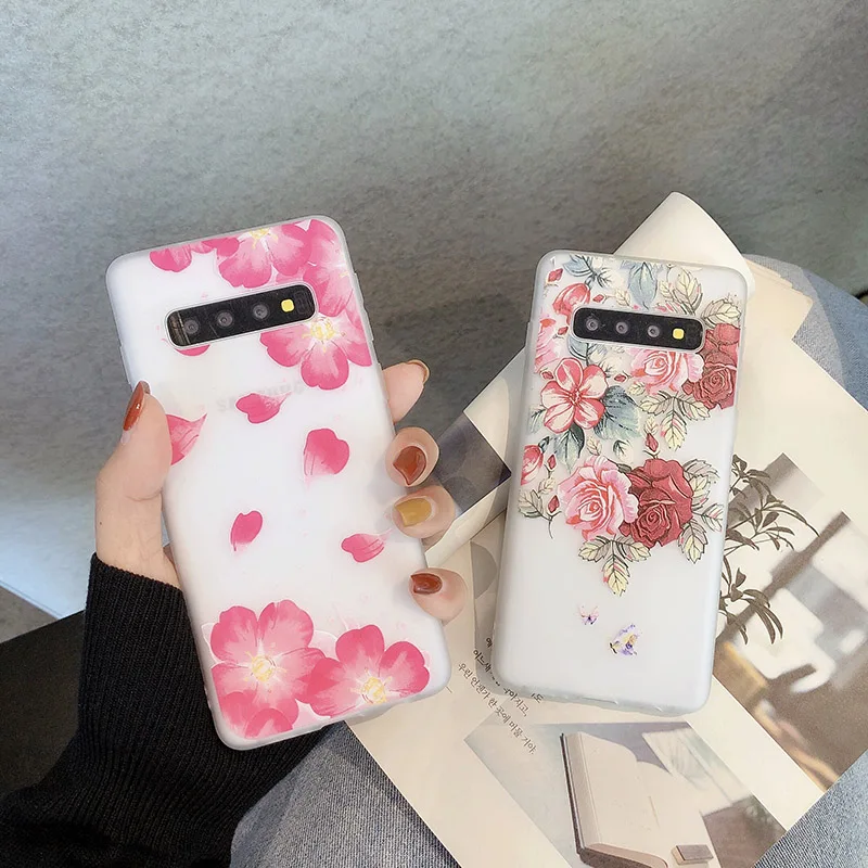

Floral Case For Samsung Galaxy S20 Case Silicon Soft TPU Back Bumper Samsung S10 Plus Note 10 Lite S10e Ultra S8 S9 8 9 Covers