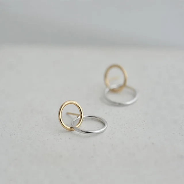 

Girls Fashion Double Circle Geometric Stud Earrings Korean Style Women Cold Wind Cool Chic Earrings Students Cute Chic Earrings