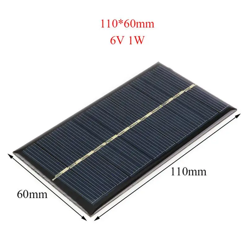

DC 6V 1W Solar Panel Standard Epoxy Polycrystalline Silicon DIY Battery Power Charge 21-23% Mini Solar Cell For 11060 Flashlight