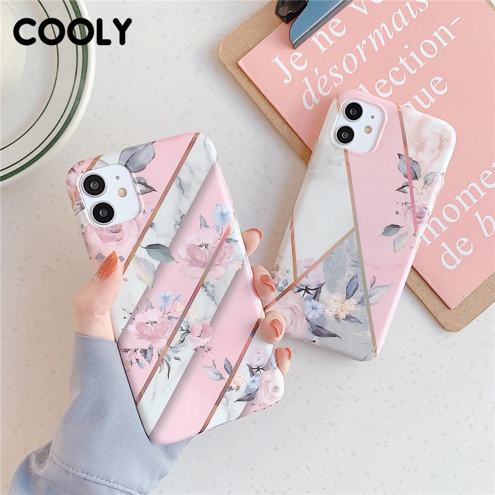 COOLY покрытие геометрические Цветы Чехол для Телефона iPhone SE 2020 11 Pro XR XS Max 7 8 Plus Мягкий IMD силиконовый задний Coque