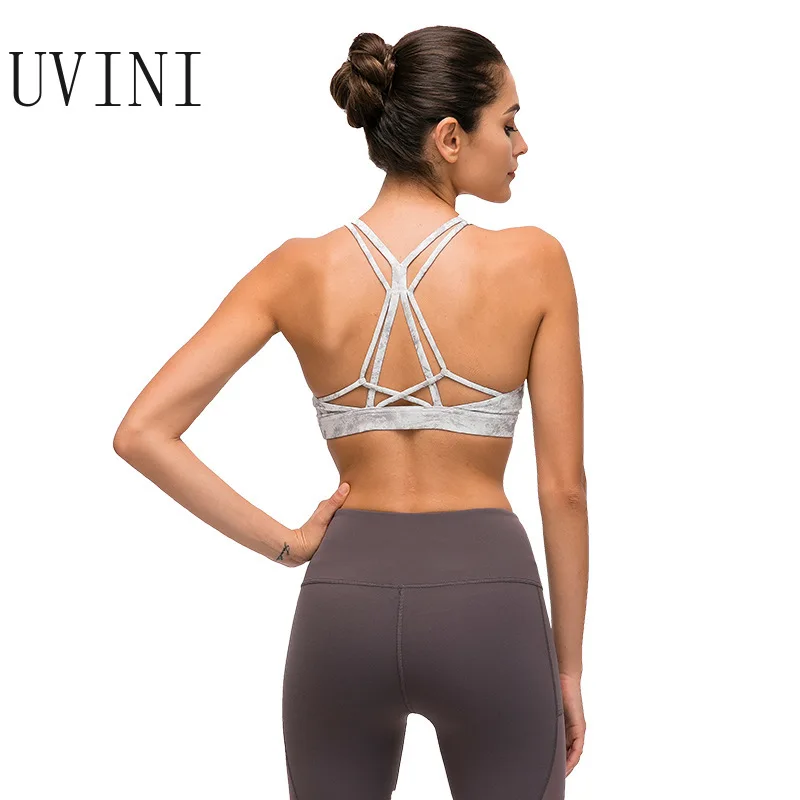 Ремешки крест-накрест для фитнеса йоги бюстгальтеры женщин с твердой подкладкой