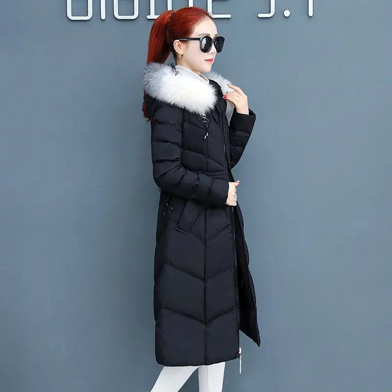 

2020 winter women clothes puffer jacket female bubble coats winter padded coats long fur hood red korean slim 1.2