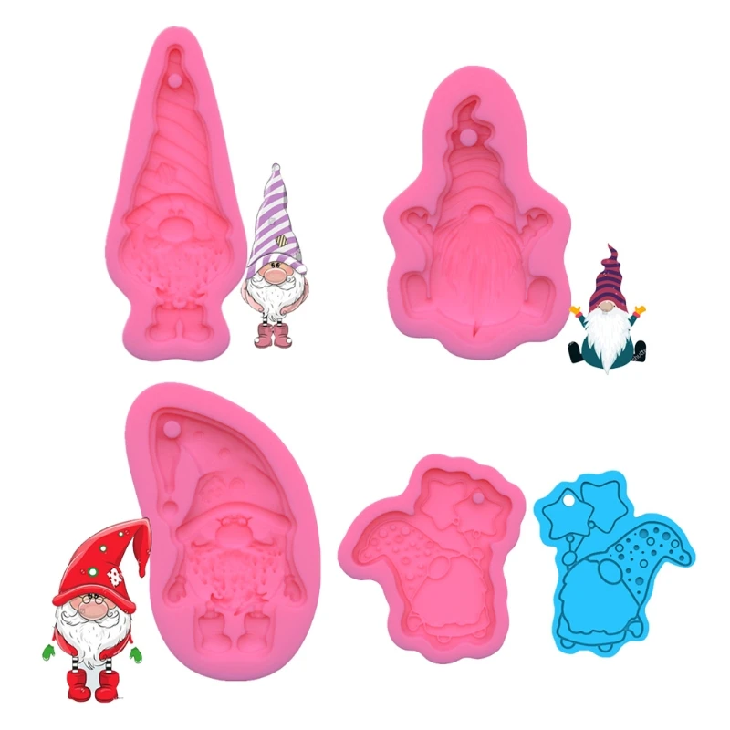 

Handmade Gnome Keychain Resin Mold Lucky Gnome Decoration Santa Claus Pendant Silicone Resin Casting Mold Craft Tools
