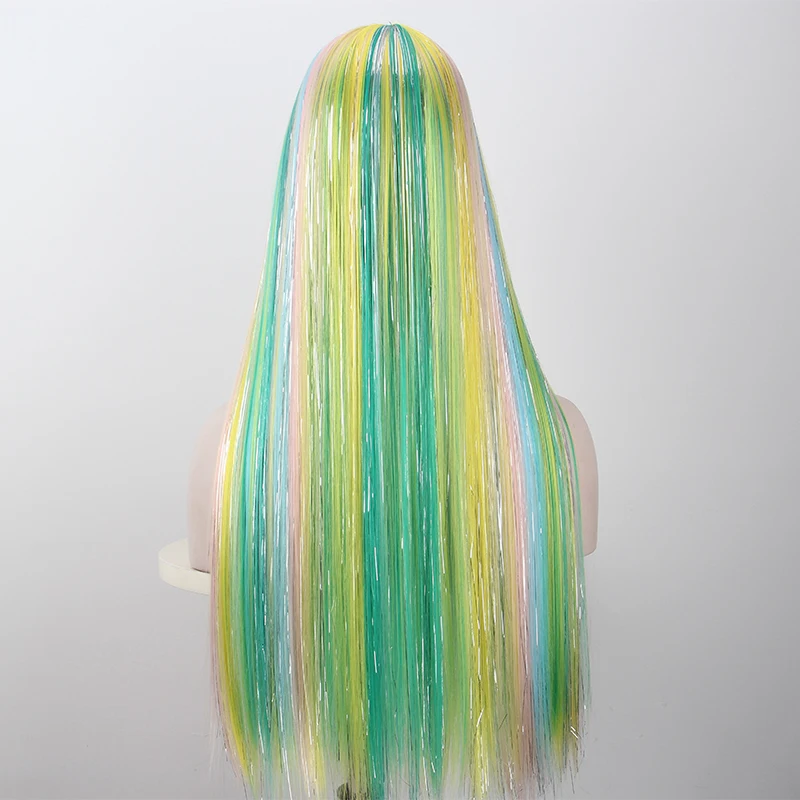 

Anxin Color Straight Long Hair Over The Shoulder Supple Wig High Temperature Silk Chemical Fiber Synthetic Wig Cosplay Party Wig