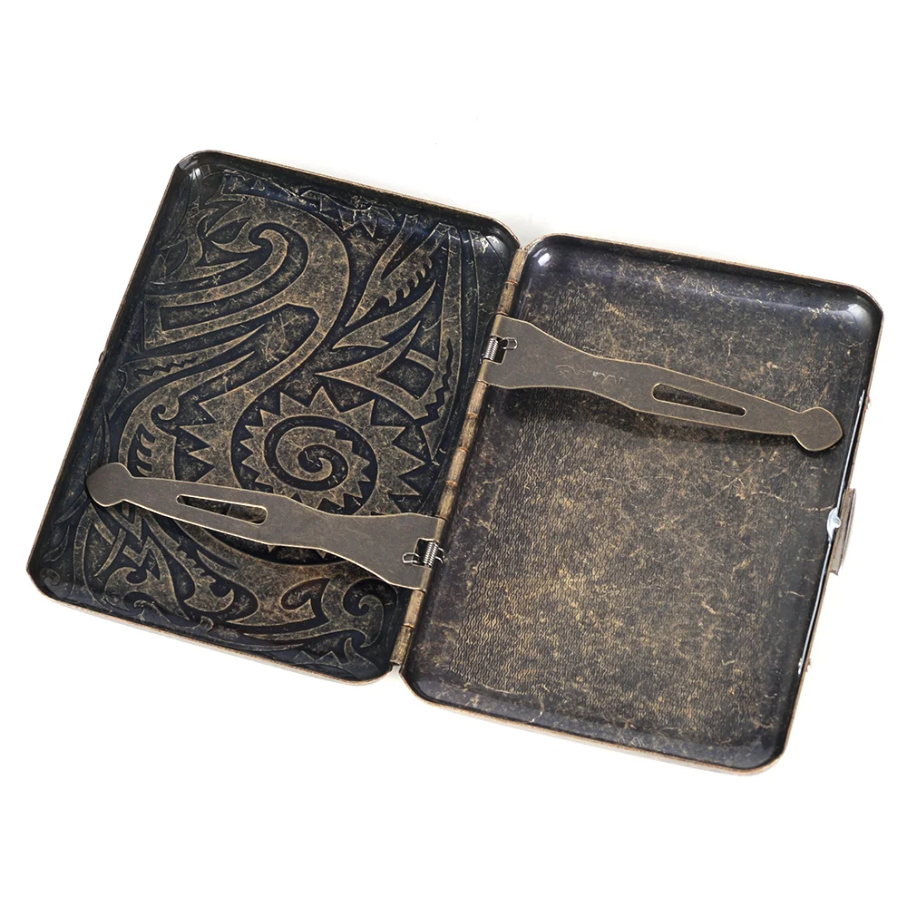 Карманная коробка для сигарет из нержавеющей стали в стиле ретро с бронзовым