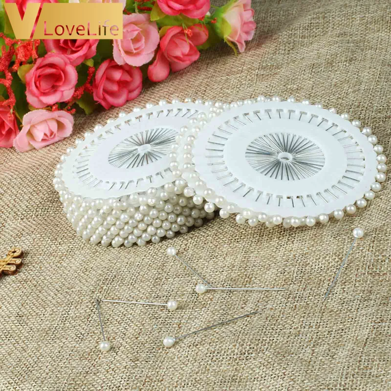 

480pcs 1.5inch Sewing Pins Straight Pins Round Pearl Straight Head Faux Pear Corsage Pin for DIY Clothing Sewing Accessories