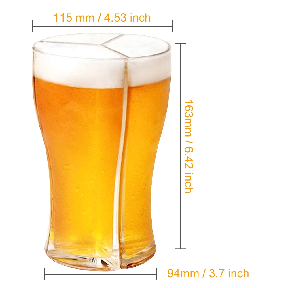 

3 In 1 Beer Mug with Portable Liquor Divider and Turntable 1005ML Large Capacity Transparent Acrylic Separable Beer Mugs