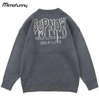 sweaters men simple letter embroidery o neck knitted jumpers couple oversized harajuku punk cool hipster high quality streetwear
