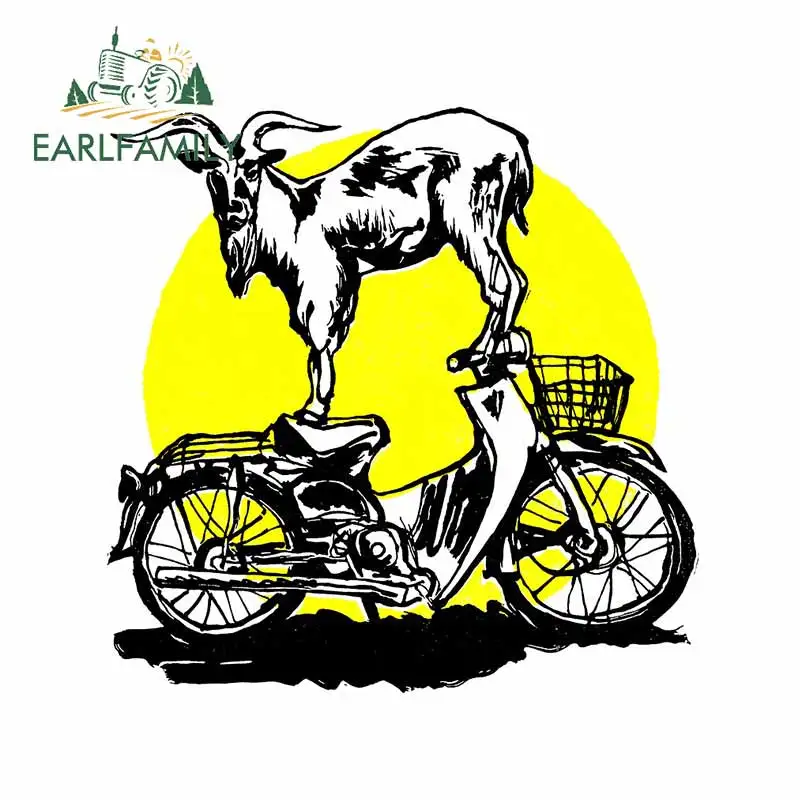 

EARLFAMILY 13 см x 12,8 см для козы на мотоцикле, бампер, автомобильная наклейка, граффити, автомобильная наклейка, Campervan, водонепроницаемая для JDM SUV RV