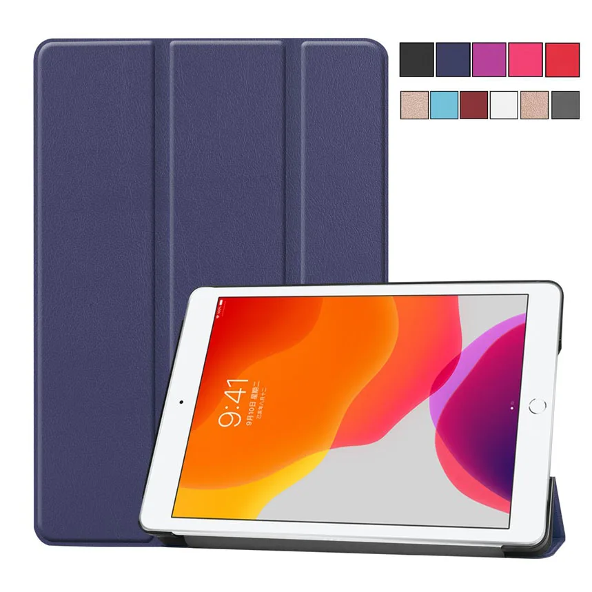 Чехол книжка тройного сложения для IPad 7 го поколения 2019 10 2 дюйма однотонный чехол