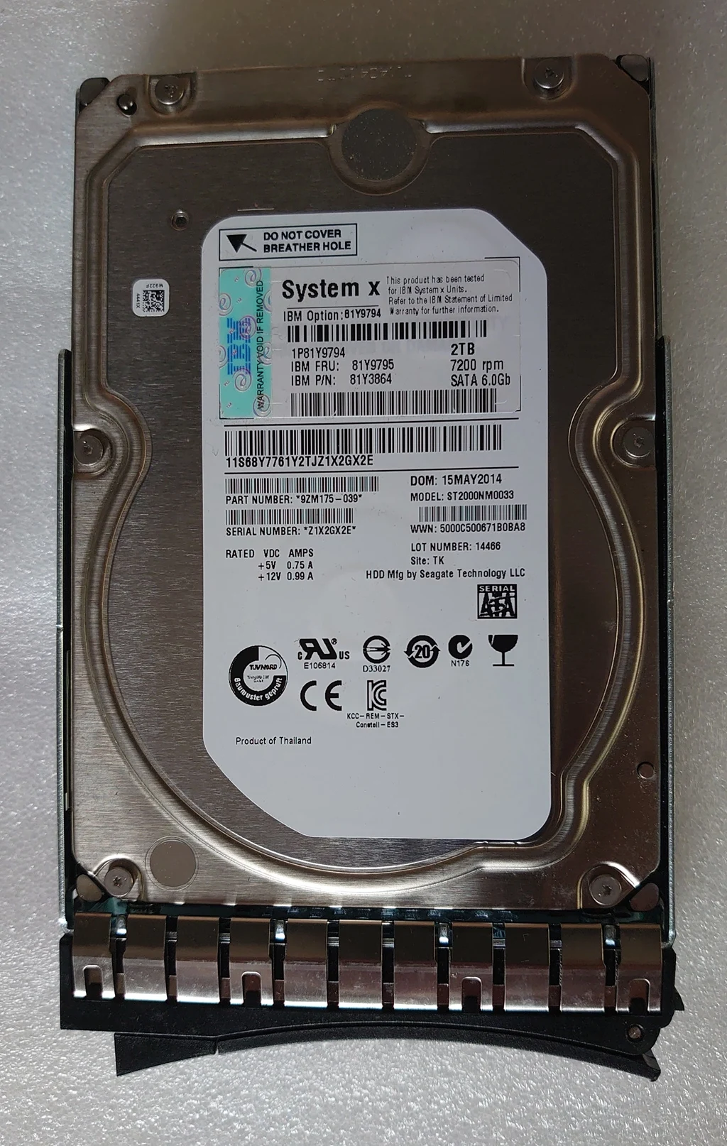 

IBM 81Y9794 81Y9795 81Y9796 2T 2TB SATA 3.5 X3650 M4 M5 Hard Drive HDD