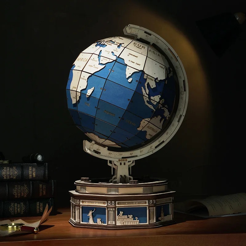 

Robotime 567pcs 3D Wooden Puzzle Games Globe Earth Ocean Map Ball Assemble Model Toys Gift for Children Boys