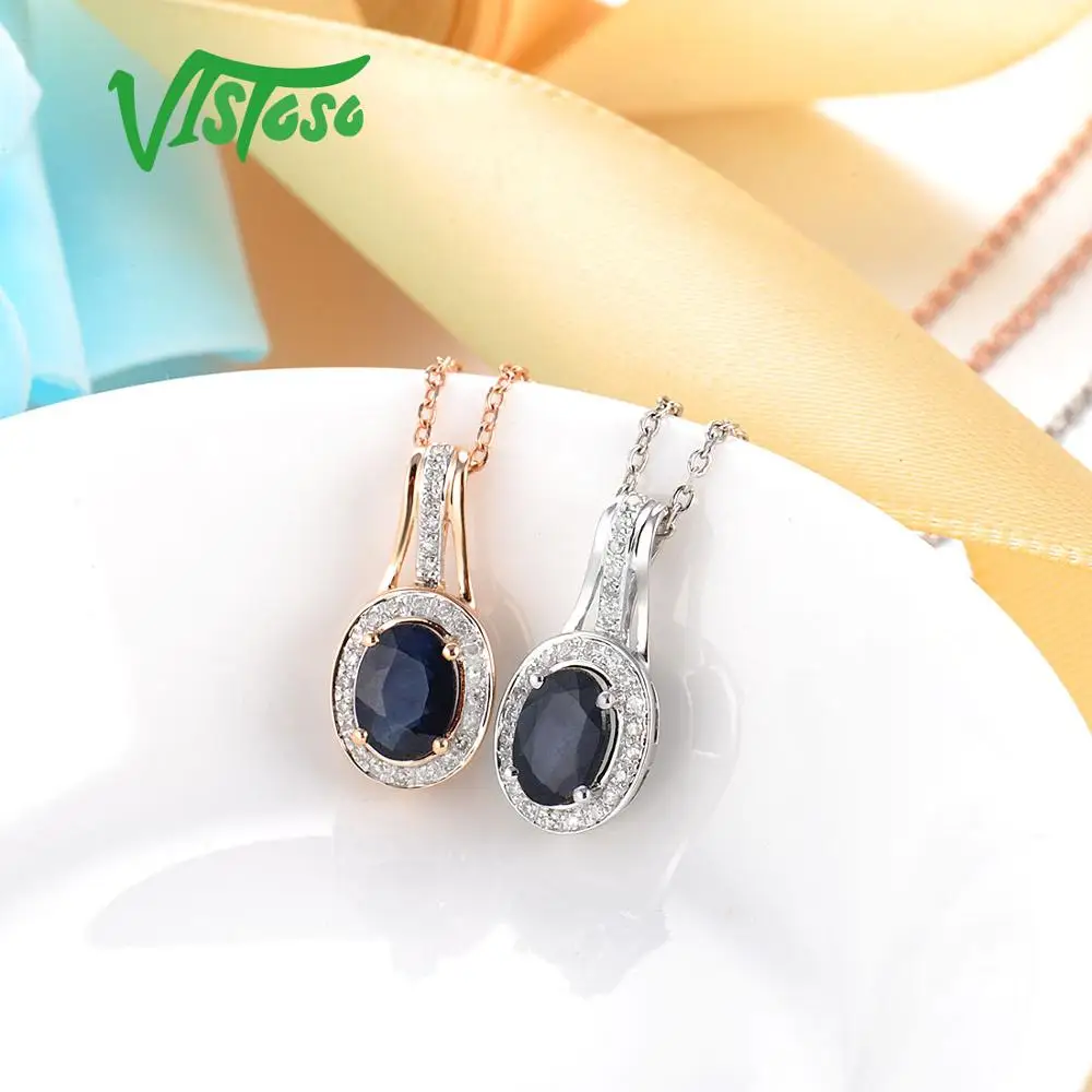 Женская подвеска с синим сапфиром VISTOSO из розового золота 14 к 585 пробы 7 Х5