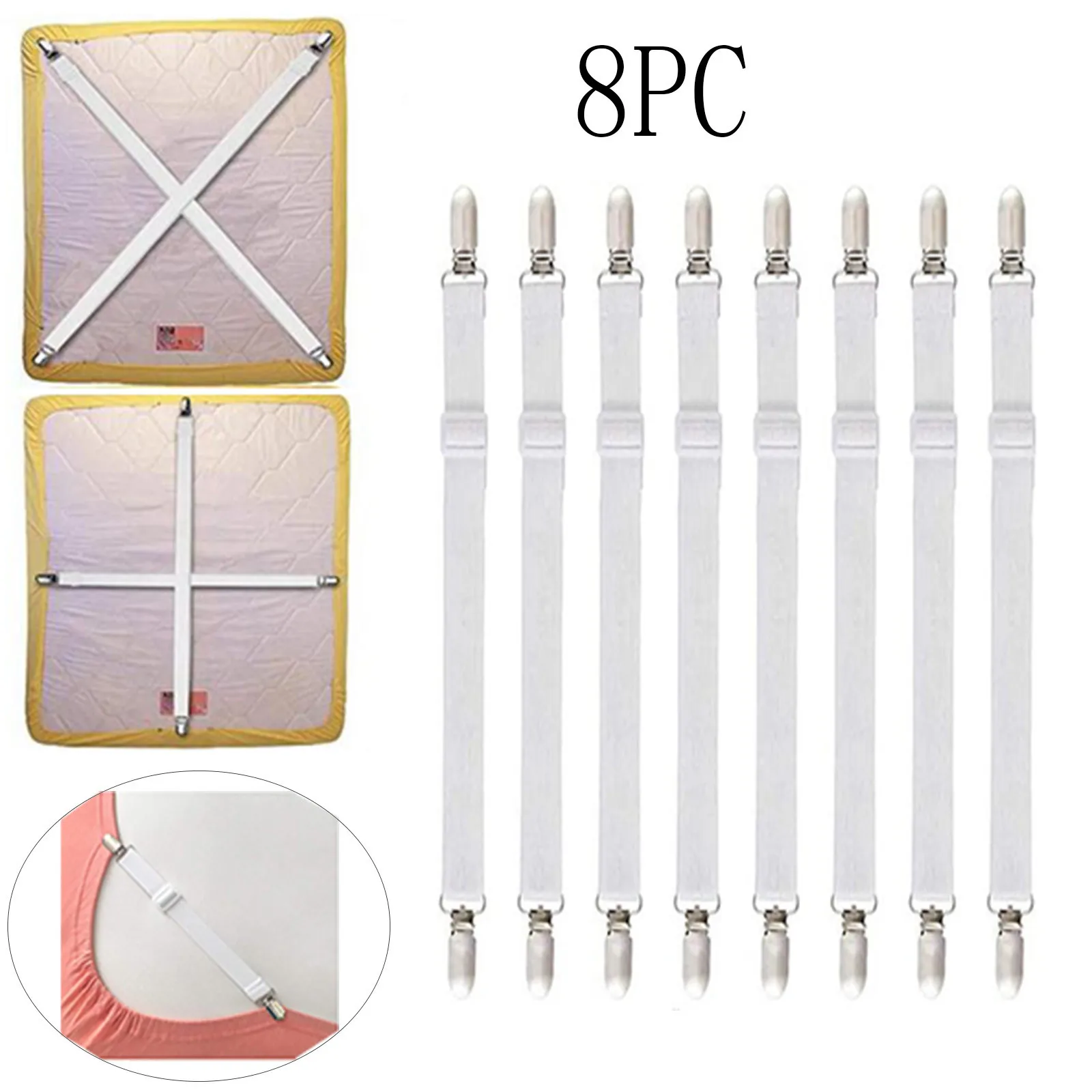 Эластичный зажим для простыни 8 штук крепления наматрасника с пряжкой ремня