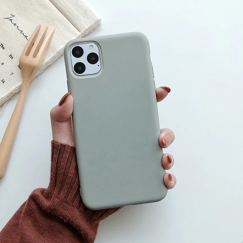 VZD простой сплошной I Love U iphone 11 Pro X 7 Чехол для iphone Xs Max Xr женский анти-осень телефон 6S Tpu мягкий чехол 8 7plus задняя крышка - Цвет: M gray
